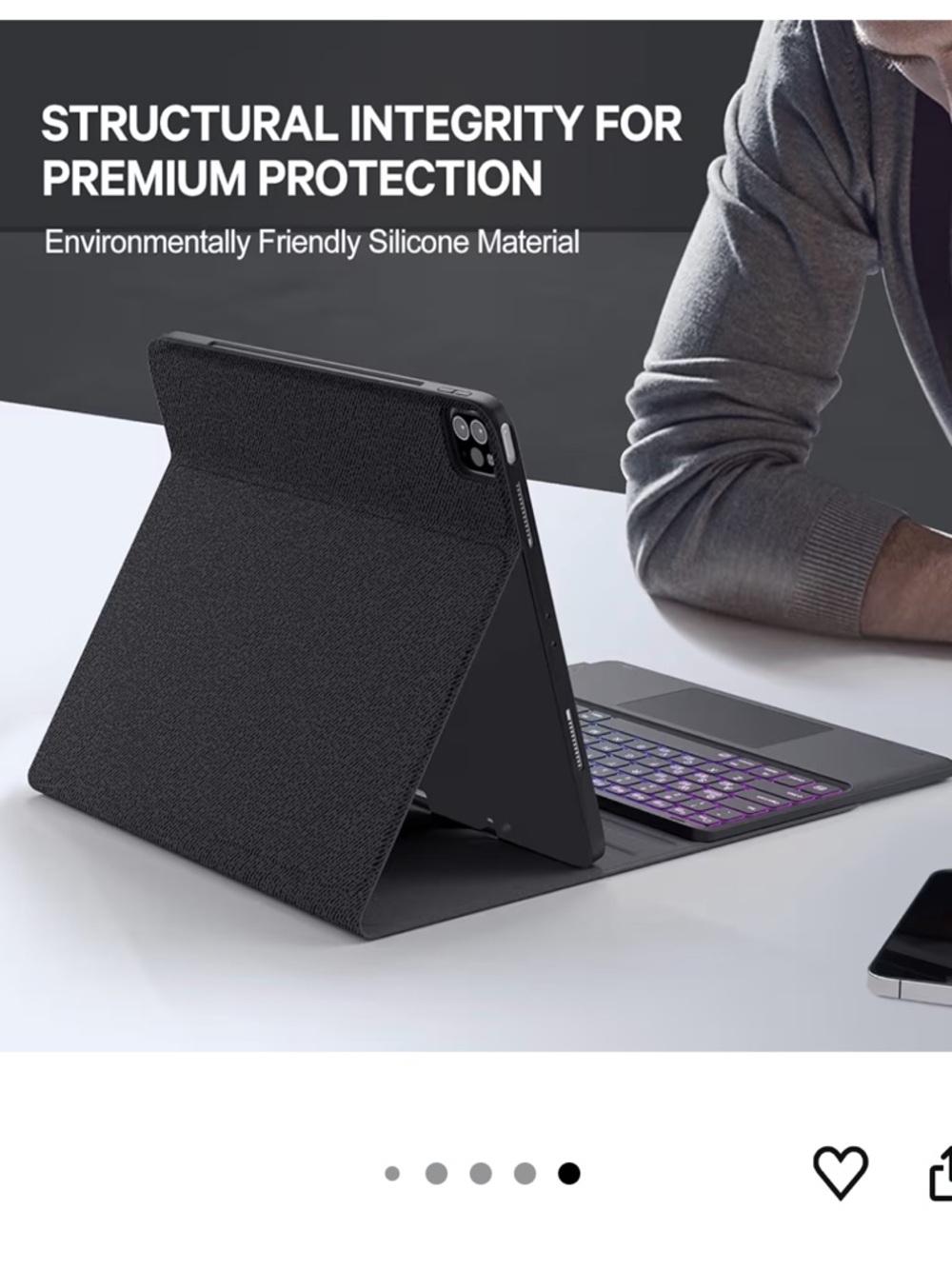Magnetic Detachable Keyboard Case for iPad Pro 12.9 - Black - Picture 7 of 10
